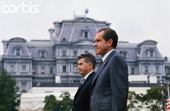 Richard Nixon and Nicolae Ceausescu © Bettmann/CORBIS
